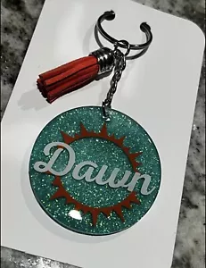 ¡Llavero de acrílico temático azulado y naranja personalizado con borla! ¡Perfecto para regalos! - Imagen 1 de 4