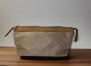 Sondra Roberts Squared Vegan Leather Brown Suede Clutch Purse Makeup Bag Travel - Picture 1 of 8
