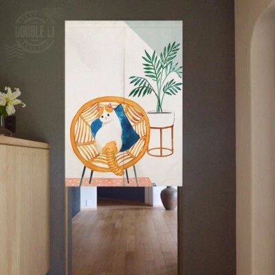 JAPONÉS Noren Lindo Patrón Gato Cortinas Puerta Decoración Tapiz Puerta Cortina Panel Foto 1 de 4
