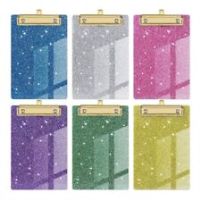 Acrylic Clipboards Sparkling Glitter Clipboard with Low Metal Clip, 4x6Inch