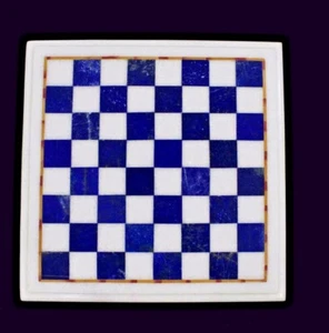 Mesa de ajedrez de 12" pietra dura lapislázuli incrustación arte para decoración del hogar - Imagen 1 de 1