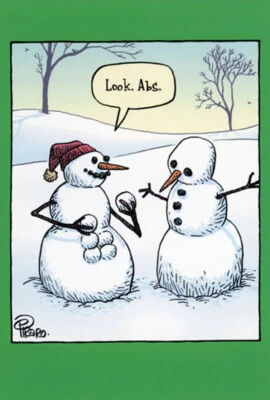 Nobleworks Muñeco de Nieve con Bola de Nieve Abdominales Caja de 12 Tarjetas de Navidad Divertidas/Humorosas Foto 1 de 2