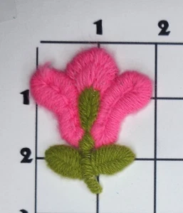 Pink Flower Patch Embroidered Sew On Applique Costume Upcycle Vintage - Picture 1 of 1