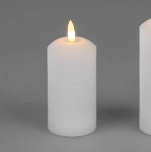 LED Kerze RUSTIK weiß H. 10cm D. 5cm mit Timer aus Wachs Formano - Bild 1 von 2