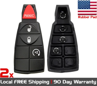 批量 2 件 全新 替换钥匙链 橡胶按钮 适用于 RAM 克莱斯勒 道奇 吉普 — 第 1/4 张图片