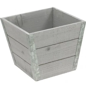 Blumenkasten Holz Übertopf Shabby Chic Vintage Grau 19x19x15,5cm - Bild 1 von 3