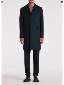 PAUL SMITH SB Overcoat Coat Wool - Cashmere Mens Forest Green UK L Mens 40” - Picture 1 of 11