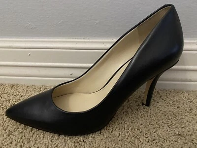 New NINE WEST Flax Black Leather Dress Pumps Sz 10 $99 - Image 1 of 4