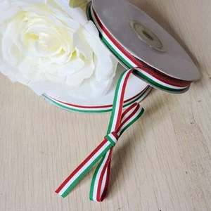 25yard 10mm Italy Flag Ribbon Red White Green for Hair Clip Christmas Butterfly - Bild 1 von 3