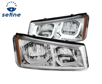 ANZO CRYSTAL HEADLIGHTS U-BAR CHROME For 03-06 CHEVY SILVERADO / AVALANCHE - Image 1 of 2