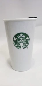 Starbucks Keramik 10 oz weiß Travel Kaffeebecher Becher & Deckel grün Meerjungfrau Logo - Bild 1 von 4