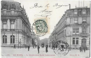 LE MANS 72 Boulevard René Levasseur animierte Postkarte geschrieben an Frau Cruille in Paris 1907 - Bild 1 von 2