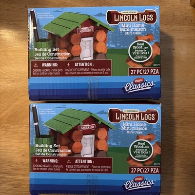 2~Original Lincoln Logs Mini Home 27 PC Building Set Real Wood Logs - Image 1 of 2