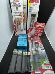 Pentel Mechanical Pencil Lead & Eraser Lot Mixed Grades - Picture 1 of 7