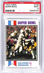 1973 Topps #139 Super Bowl VII Miami Dolphins/Washington Redskins PSA MINT 9 - Picture 1 of 2