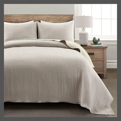 Edredón/cubierta King Pickstitch 3 piezas neutro/blanco roto - decoración exuberante Foto 1 de 4