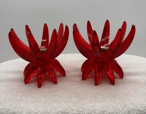 Vintage MCM Friedel Ges Gesch Lucite rot Kerzenständer Kerzenständer Lotus Germany - Bild 1 von 18