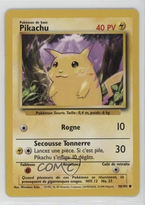 Pikachu French Pokemon Base Set #58 1999 - Image 1 of 2