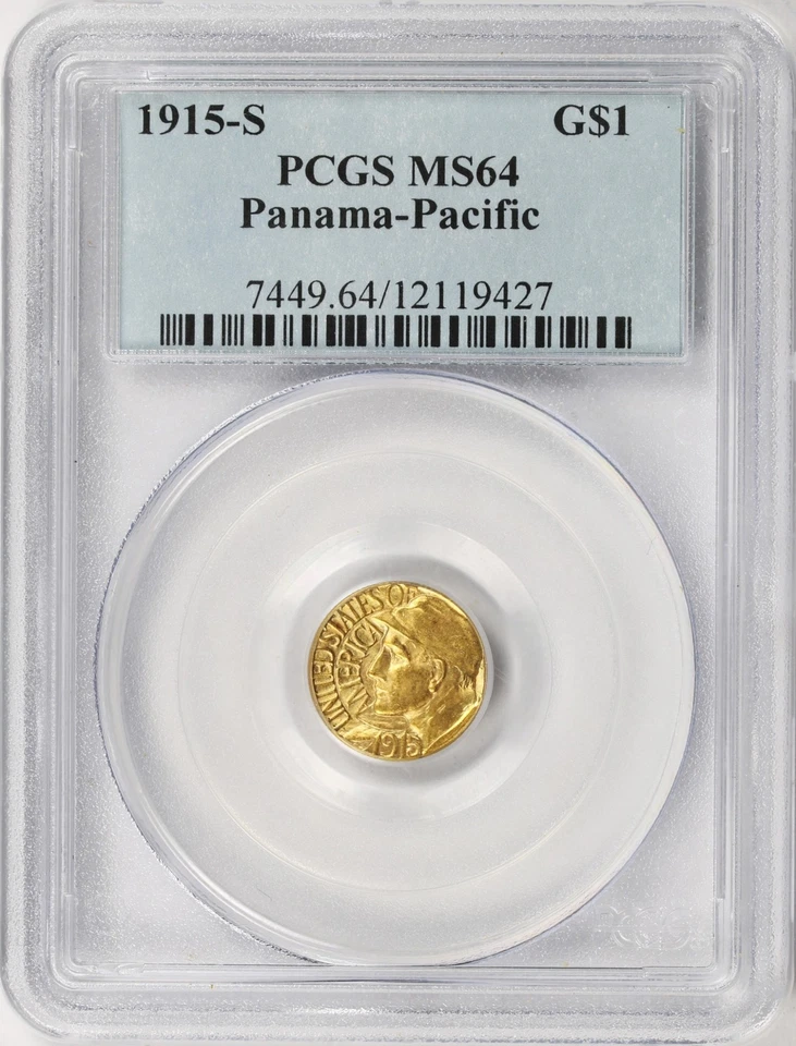 Dólar de oro conmemorativo Panamá-Pacífico G$1 1915-S graduación profesional MS64 Foto 1 de 4