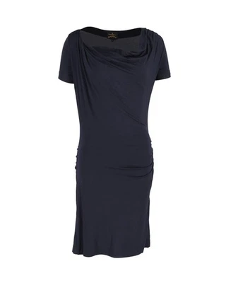 Платье Vivienne Westwood с драпированным вырезом декольте темно-синее хлопковое - Изображение 1 из 3