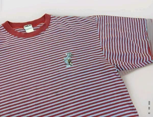 T-shirt vintage HRLA Tom & Jerry punto singolo ricamata rosso grigio righe XL - Foto 1 di 13