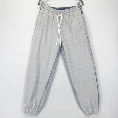 Angel Kiss Jogger Women 7/28 Mix Media Pants Blue Denim Gray Sweatpants Drawstri - Image 1 of 4