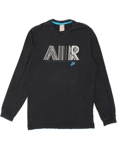 NIKE Top Uomo Grafico Manica Lunga UK 39/41 Medium Nero Cotone CE49 - Foto 1 di 3