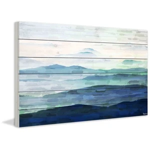 Parvez Taj Mountain Tops Painting Print on White Wood - Picture 1 of 7