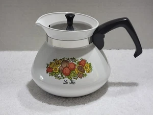 VINTAGE CORNING WARE SPICE OF LIFE 6 CUP TEAPOT WITH METAL LID P-104 EUC USA - Picture 1 of 10