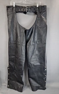 Xelement USA Leather Black Biker Chaps Motorcycle Mens Size 34” Adjustable Waist - Bild 1 von 12