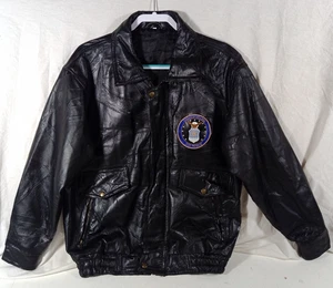 Giacca militare vintage uomo USAF Air Force nera vera pelle - Medium - Foto 1 di 11
