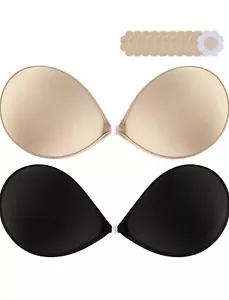 Sticky Bra 2 Pairs Invisible Backless Strapless Bra Sticky Boobs Women Pushup - Picture 1 of 7