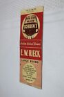 E. W. Rieck Lunch Rooms Chicago Illinois Bobtail 20 Strike Matchbook Cover