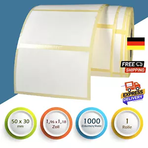 Thermo Etiketten Rolle Selbstklebend 50x30mm, für Phomemo, Zebra, Klebeetiketten - Bild 1 von 11