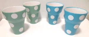 Gepunktete Eisbecher Pastellgrün & Blau 4 Tassen je 2 Farben RAR Century TM - Bild 1 von 15