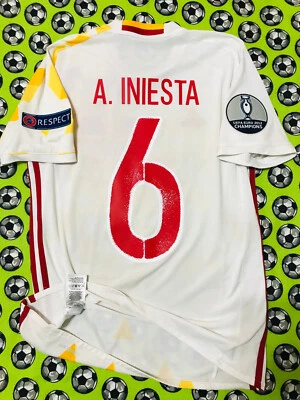 RARE Adidas Spain Away Soccer Football Jersey Euro 2016 Andres Iniesta S - Image 1 of 4