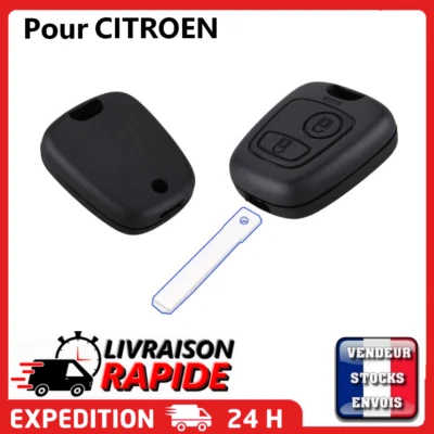 Coque clé plip pour CITROEN C1 C2 C3 C4 C5 C8 2 boutons avec vis sans lame