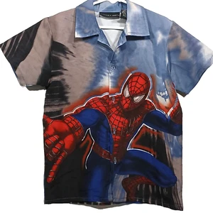 Marvel Comics Spider-Man Movie 2003 AOP Boys Button Up Short Sleeve Shirt Large - Picture 1 of 13