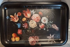 Vintage XLarge Tablett handbemalt in England Blumenstrauß Stück #177 23,5" x 15,75" - Bild 1 von 9