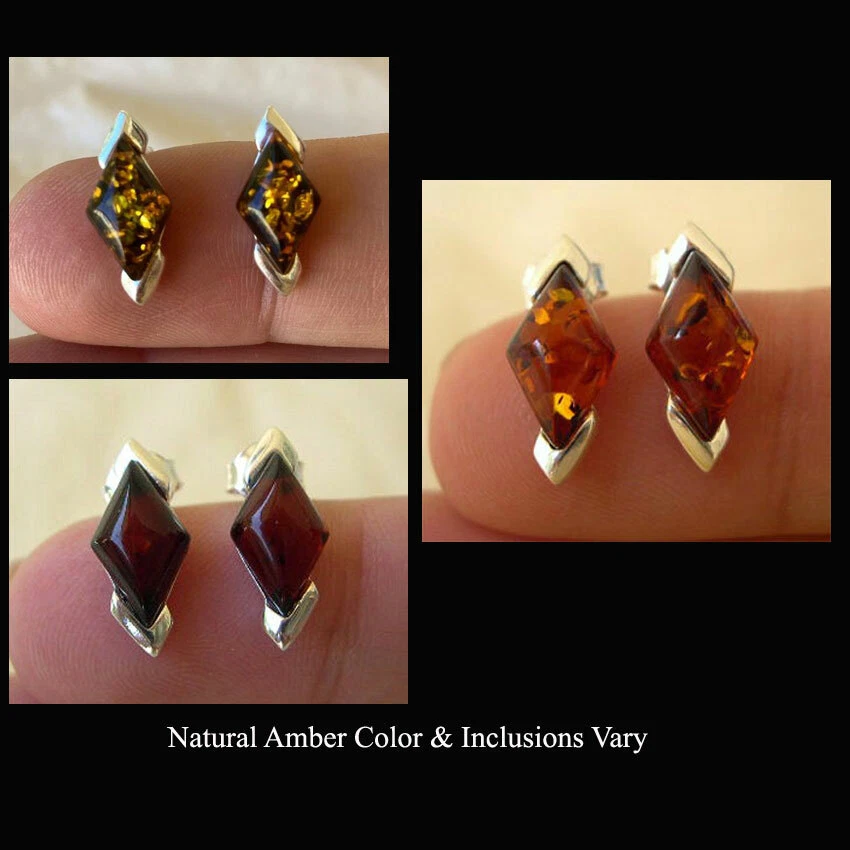 PENDIENTES CEREZO BÁLTICO, MIEL o ÁMBAR VERDE Y PLATA ESTERLINA Foto 1 de 1