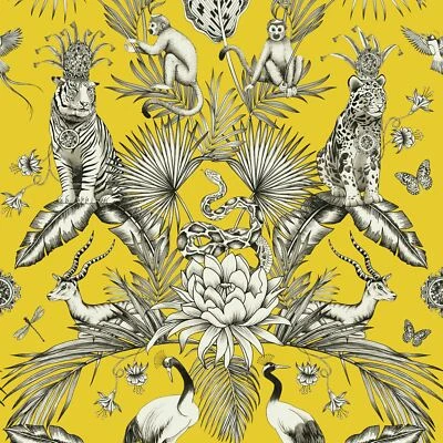 Papier Peint Luxe Animal Menagerie Tropical Jaune 2001 - Belgravia Decor - Photo 1/3