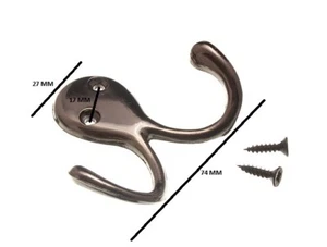 Twin Hat And Robe Coat Hanger Clothes Hook Bronzed + Screws ( Pack 4 ) - Picture 1 of 1