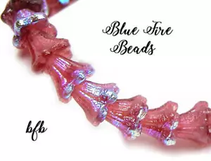 BFB-Premium Czech Pressed Glass Bell Flowers 6mm x 5mm *WINEBERRY AB" - Picture 1 of 3