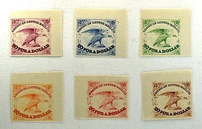 US LOCAL STAMPS AMERICAN LETTER MAIL CO. REPRINTS SET OF 6 PROOF HANDSTAMP, 1934 - Image 1 of 2