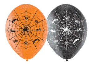 6 globos de látex estampados de araña de Halloween - decoraciones de fiesta - Imagen 1 de 1