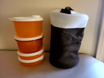 Tupperware Meal Solutions To Go con soporte aislado marrón naranja nuevo en paquete Foto 1 de 4