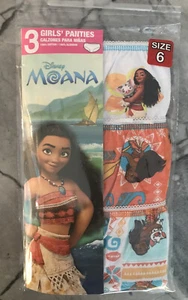 Disney's Moana Girls Panties 3 Pairs 100% COTTON Size 6 NEW IN PACKAGE - Picture 1 of 3