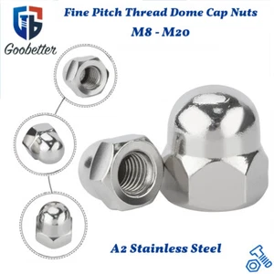 Fine Pitch Thread Dome Cap Nuts Hex Domed Nuts A2 Stainless Steel DIN1587 M8-M20 - Picture 1 of 18