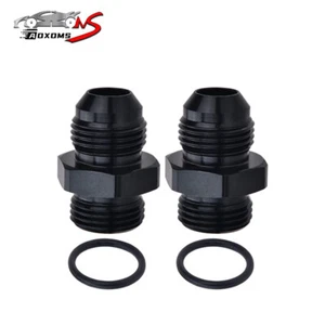 2Pcs 6AN AN6 Flare to 6AN AN6 ORB Male Fuel Rail O-Ring Fitting Adapter Black - Picture 1 of 14