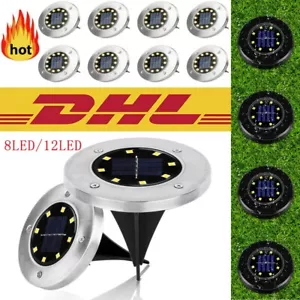 8/12LED Solarleuchte Solarlampe Bodenstrahler Bodeneinbau Außen Gartenstrahler - Bild 1 von 27